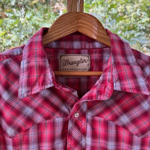 Wrangler Men's Western Fashion Snap Shirt Red Plaid Short Sleeves Size 2X - Picture 3 of 6
